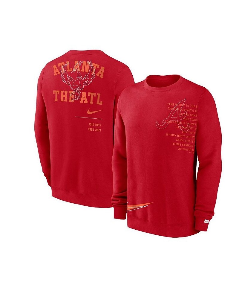 Men's Red Atlanta Braves Statement Ball Game Fleece Pullover Sweatshirt $40.00 Sweatshirt