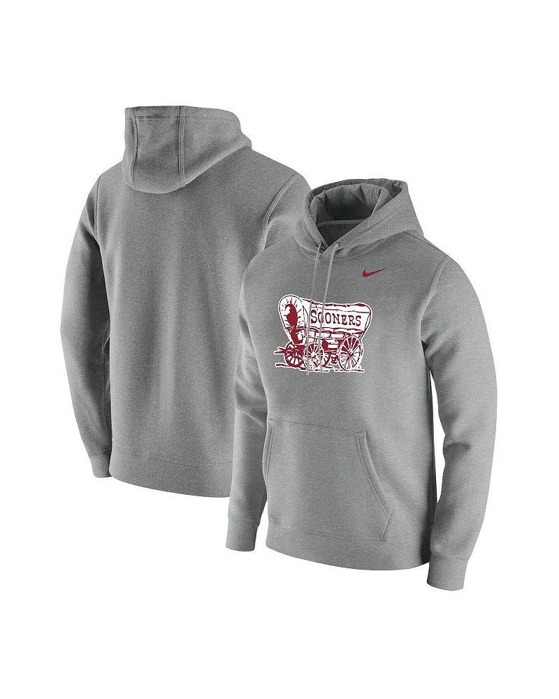 Men's Heathered Gray Oklahoma Sooners Vintage-Like School Logo Pullover Hoodie $38.25 Sweatshirt