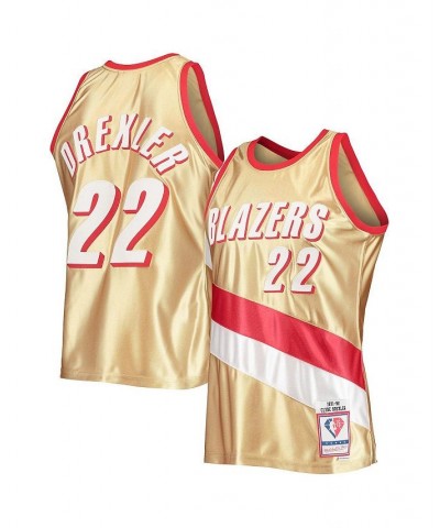 Men's Clyde Drexler Gold Portland Trail Blazers 75th Anniversary 1991-92 Hardwood Classics Swingman Jersey $50.76 Jersey