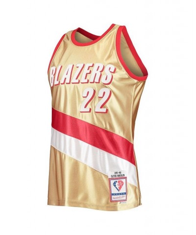 Men's Clyde Drexler Gold Portland Trail Blazers 75th Anniversary 1991-92 Hardwood Classics Swingman Jersey $50.76 Jersey