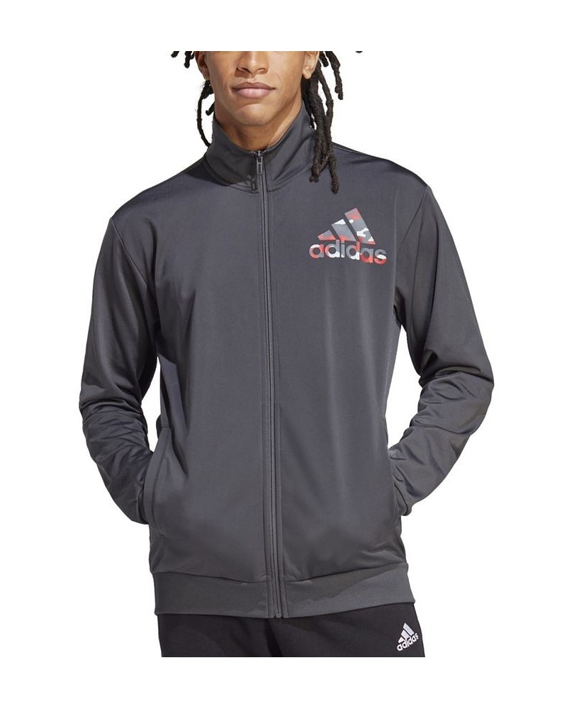 Men's Badge Of Sport Camo Logo-Print Track Jacket Gray $36.40 Jackets