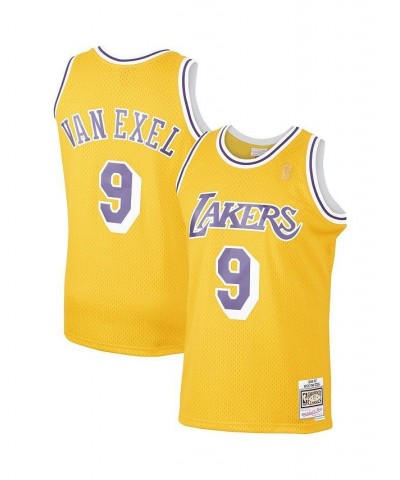 Men's Nick Van Exel Gold Los Angeles Lakers 1996-97 Hardwood Classics Swingman Player Jersey $33.30 Jersey