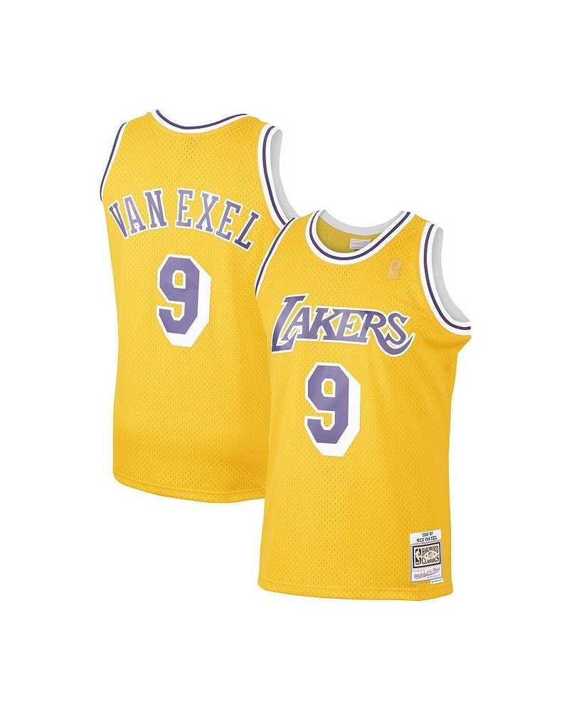 Men's Nick Van Exel Gold Los Angeles Lakers 1996-97 Hardwood Classics Swingman Player Jersey $33.30 Jersey