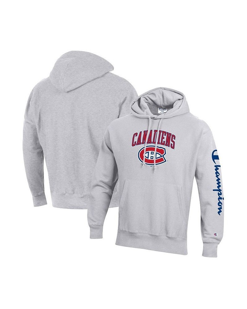 Men's Heather Gray Montreal Canadiens Reverse Weave Pullover Hoodie $51.83 Sweatshirt