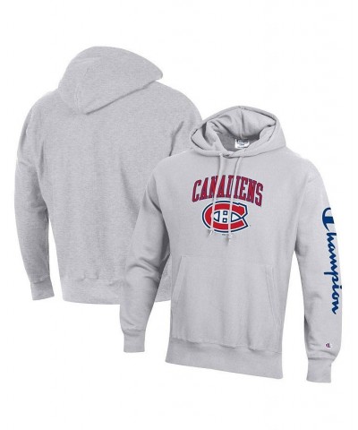 Men's Heather Gray Montreal Canadiens Reverse Weave Pullover Hoodie $51.83 Sweatshirt