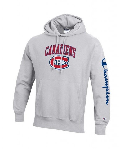 Men's Heather Gray Montreal Canadiens Reverse Weave Pullover Hoodie $51.83 Sweatshirt