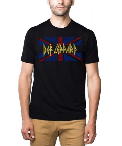 Men's Word Art Def Leppard T-shirt Black $26.99 T-Shirts