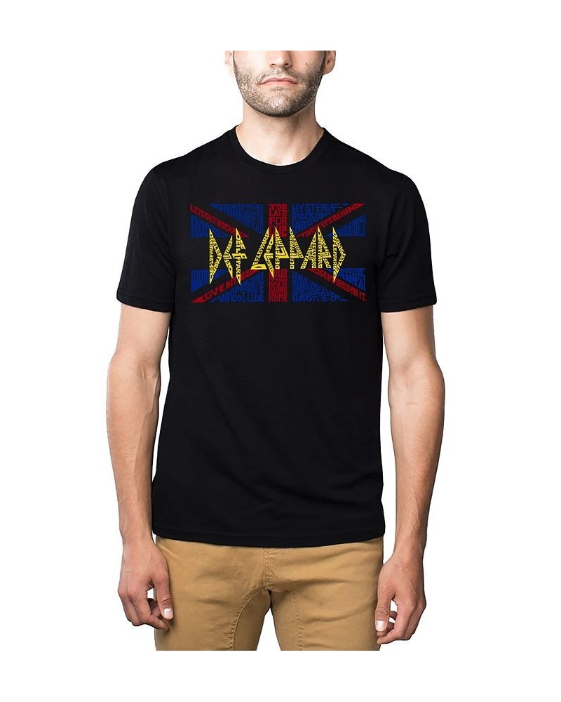 Men's Word Art Def Leppard T-shirt Black $26.99 T-Shirts