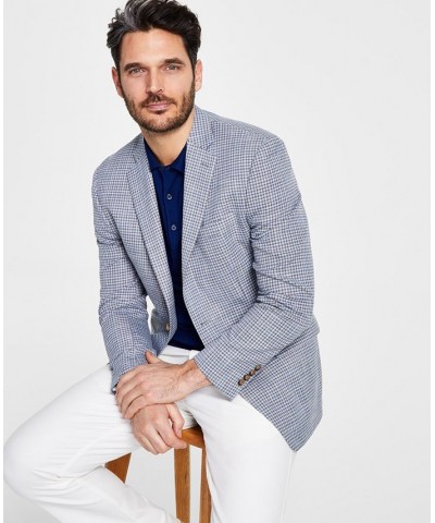 Men's Classic-Fit UltraFlex Stretch Grey & Blue Check Sport Coat Multi $56.32 Blazers