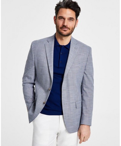 Men's Classic-Fit UltraFlex Stretch Grey & Blue Check Sport Coat Multi $56.32 Blazers