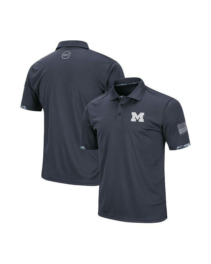 Men's Big and Tall Charcoal Michigan Wolverines OHT Military-Inspired Appreciation Digital Camo Polo Shirt $33.14 Polo Shirts