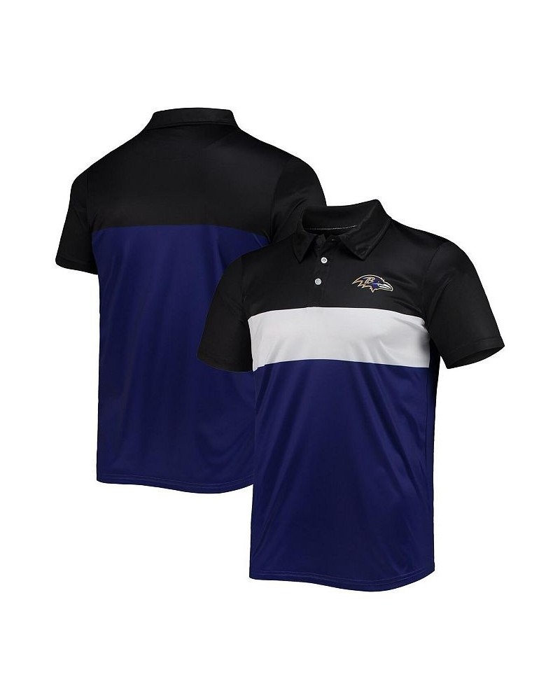 Men's Black, Purple Baltimore Ravens Retro Colorblock Polo Shirt $30.79 Polo Shirts