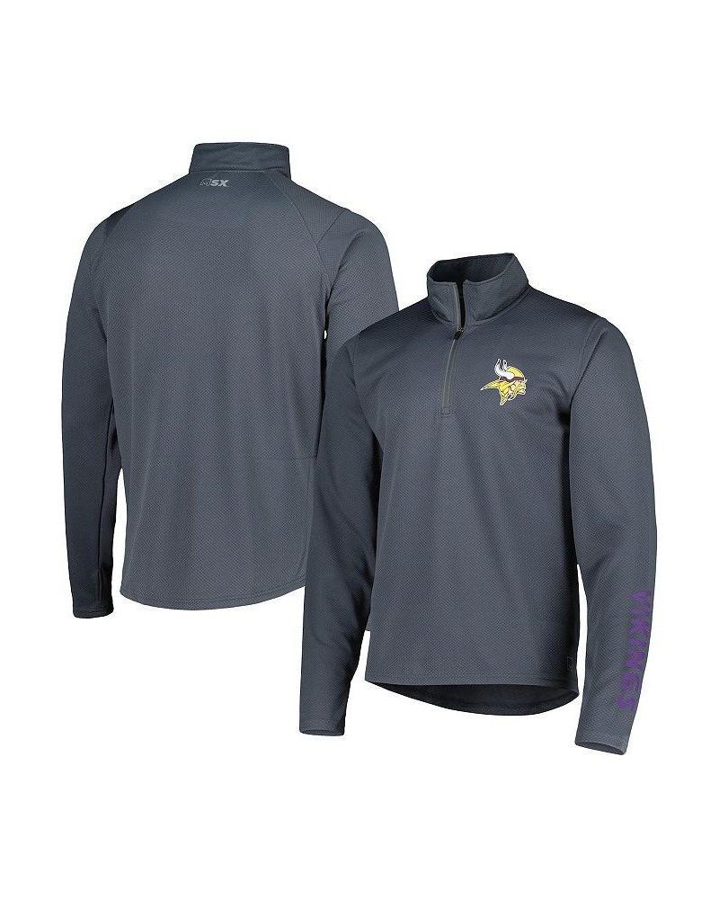 Men's Charcoal Minnesota Vikings Half-Zip Hoodie $40.50 Jackets