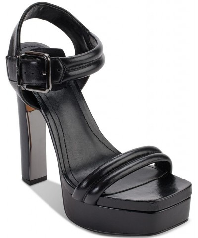 Jaysha Buckled Ankle-Strap Platform Dress Sandals Black $68.54 Shoes