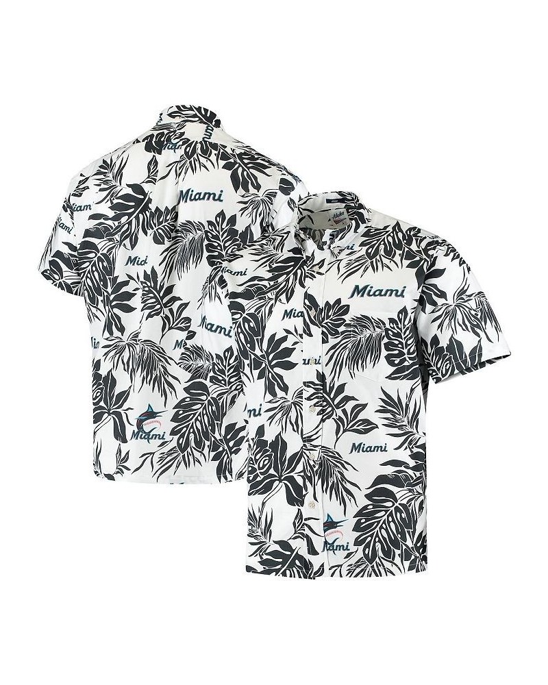 Men's White Miami Marlins Aloha Button-Down Shirt $32.24 Shirts