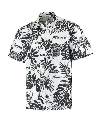 Men's White Miami Marlins Aloha Button-Down Shirt $32.24 Shirts