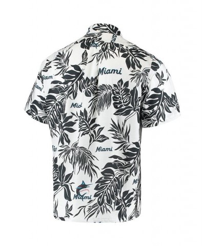 Men's White Miami Marlins Aloha Button-Down Shirt $32.24 Shirts