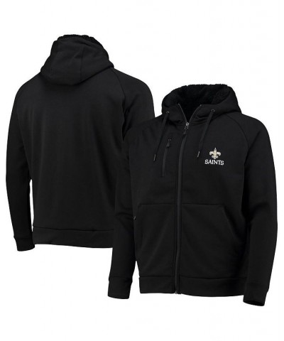 Men's Black New Orleans Saints Shag Tri-Blend Full-Zip Raglan Hoodie $34.10 Sweatshirt