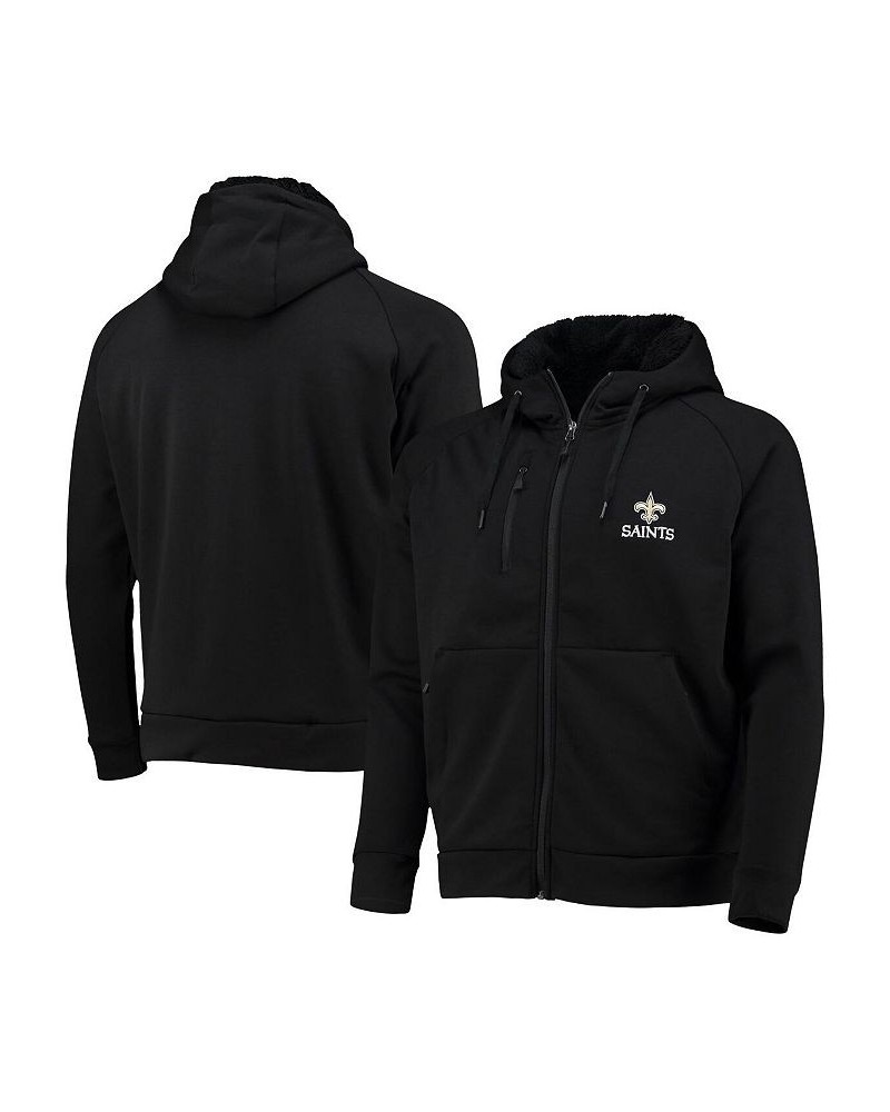 Men's Black New Orleans Saints Shag Tri-Blend Full-Zip Raglan Hoodie $34.10 Sweatshirt