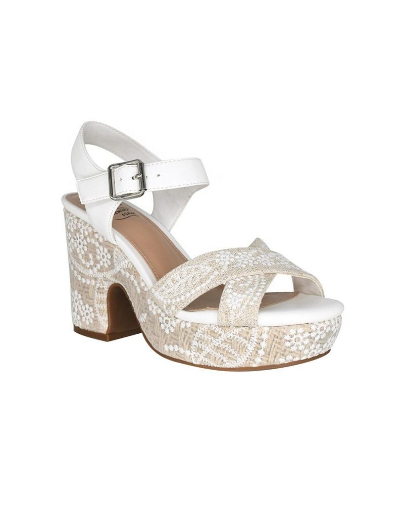 Women's Ozella Ii Embroidered Memory Foam Platform Sandal Multi $52.25 Shoes