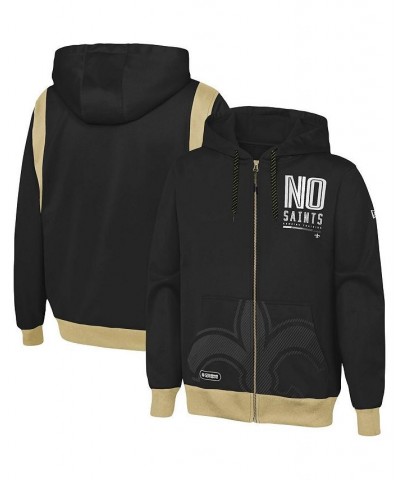 Men's Black New Orleans Saints Combine Authentic Drop Back Full-Zip Hoodie $30.24 Sweatshirt