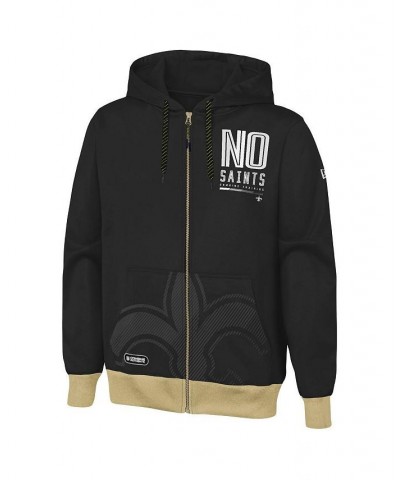 Men's Black New Orleans Saints Combine Authentic Drop Back Full-Zip Hoodie $30.24 Sweatshirt