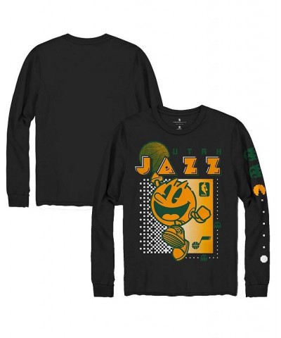 Men's Black Utah Jazz Pac Man Fast Break Long Sleeve T-shirt $25.85 T-Shirts