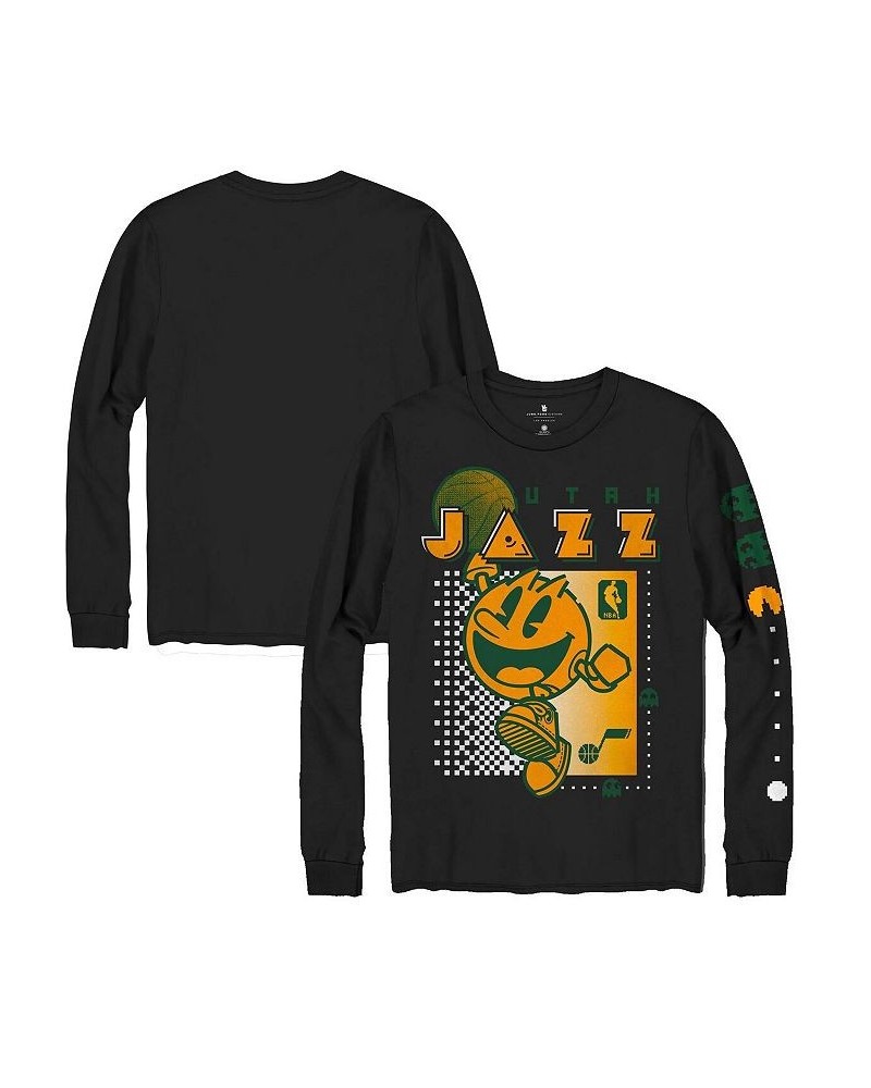 Men's Black Utah Jazz Pac Man Fast Break Long Sleeve T-shirt $25.85 T-Shirts