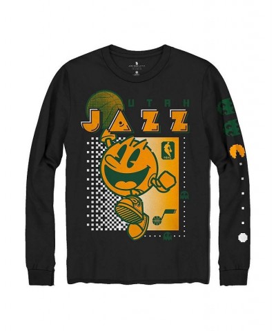 Men's Black Utah Jazz Pac Man Fast Break Long Sleeve T-shirt $25.85 T-Shirts