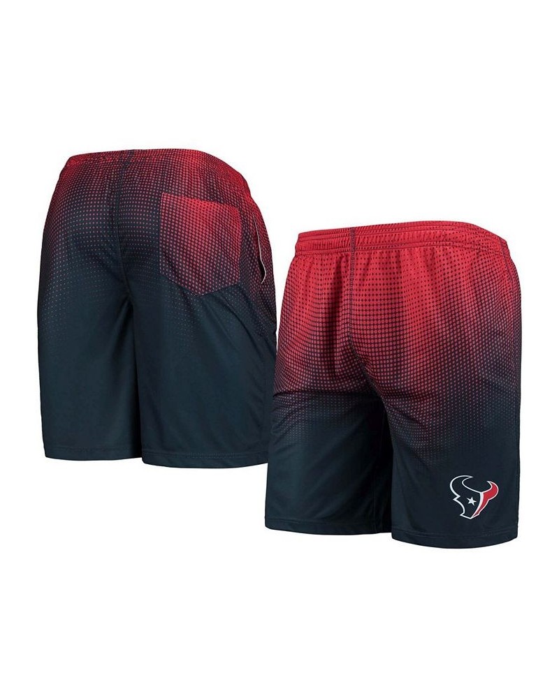 Men's Navy and Red Houston Texans Pixel Gradient Training Shorts $20.24 Shorts