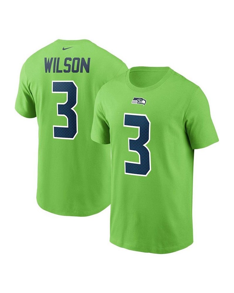 Men's Russell Wilson Neon Green Seattle Seahawks Name and Number T-shirt $21.23 T-Shirts