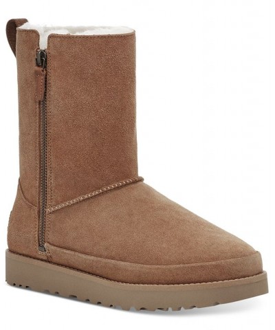 UGG Women's Classic Zip Short Boots Brown $63.92 Shoes