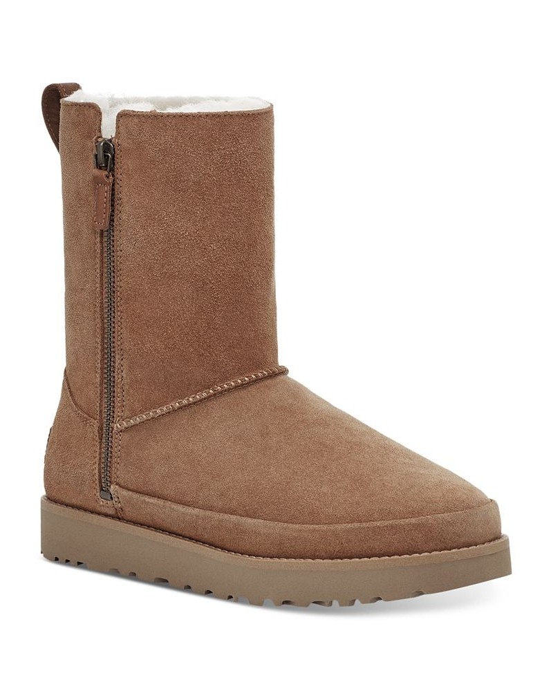 UGG Women's Classic Zip Short Boots Brown $63.92 Shoes