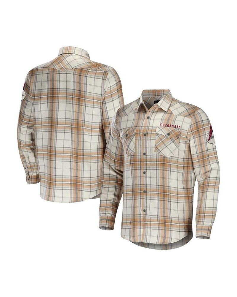 Men's NFL X Darius Rucker Collection by Tan Arizona Cardinals Flannel Long Sleeve Button-Up Shirt $37.22 Shirts