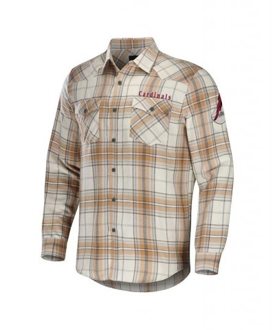 Men's NFL X Darius Rucker Collection by Tan Arizona Cardinals Flannel Long Sleeve Button-Up Shirt $37.22 Shirts