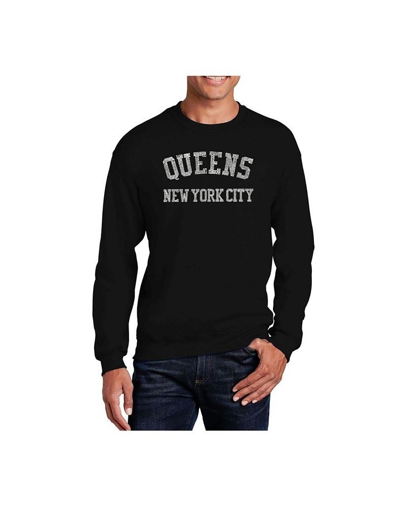 Men's Word Art Popular Neighborhoods In Queens, New York Crewneck Sweatshirt Black $28.99 Sweatshirt