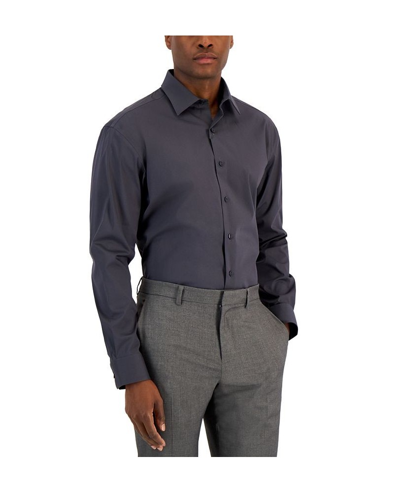 Men's Regular Fit 2-Way Stretch Stain Resistant Dress Shirt Gray $19.50 Dress Shirts