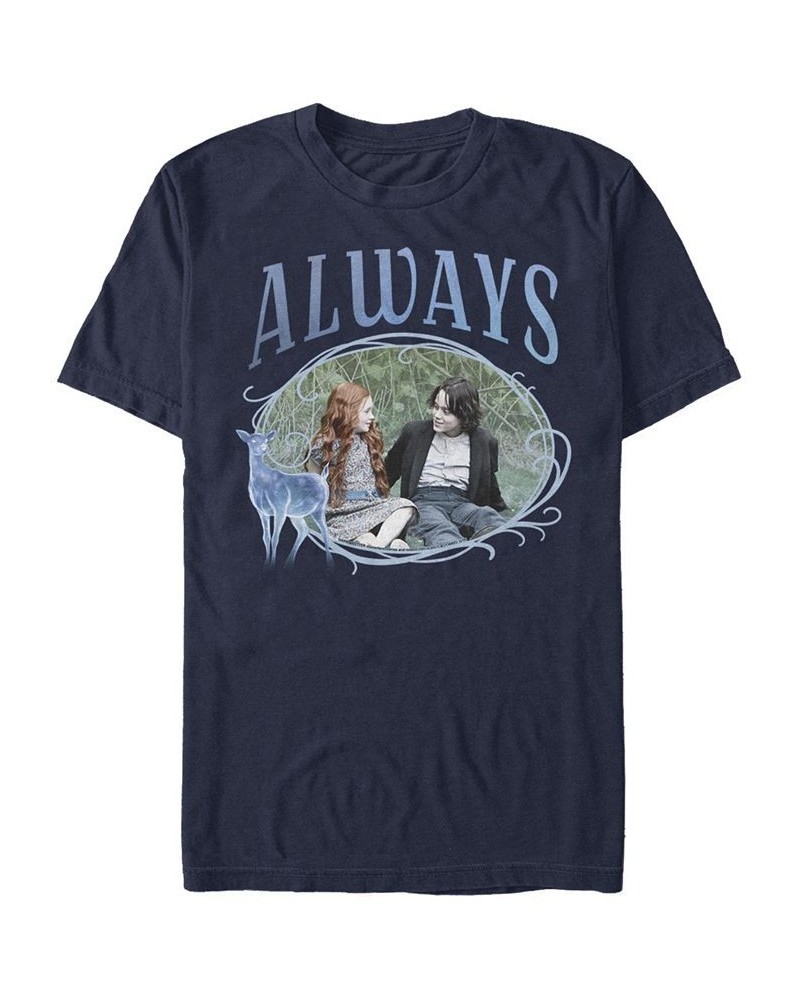 Men's Always Snape and Lily Short Sleeve Crew T-shirt Blue $15.05 T-Shirts