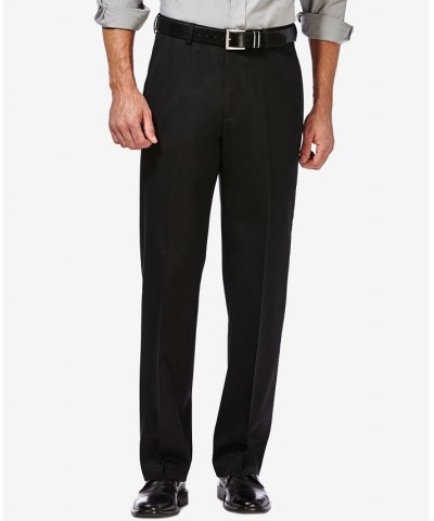 Men's Premium No Iron Khaki Classic Fit Flat Front Hidden Expandable Waist Pant Black $30.79 Pants