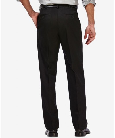 Men's Premium No Iron Khaki Classic Fit Flat Front Hidden Expandable Waist Pant Black $30.79 Pants