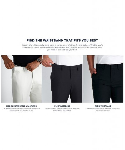 Men's Premium No Iron Khaki Classic Fit Flat Front Hidden Expandable Waist Pant Black $30.79 Pants