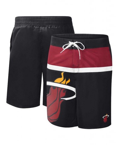 Men's Black Miami Heat Sea Wind Swim Trunks $27.30 Swimsuits