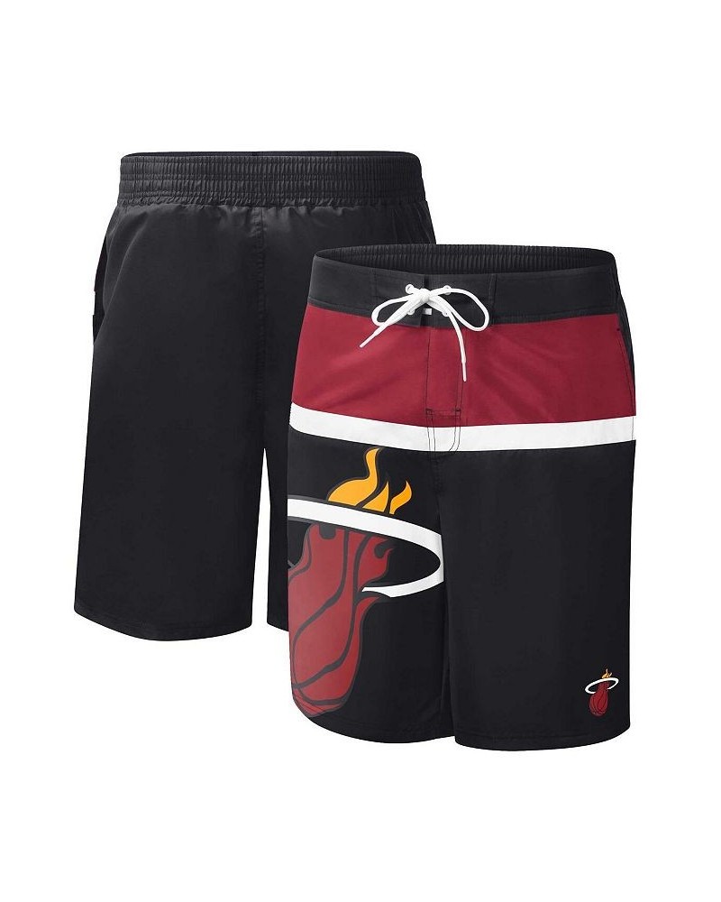 Men's Black Miami Heat Sea Wind Swim Trunks $27.30 Swimsuits