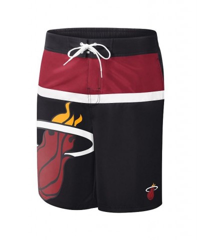 Men's Black Miami Heat Sea Wind Swim Trunks $27.30 Swimsuits