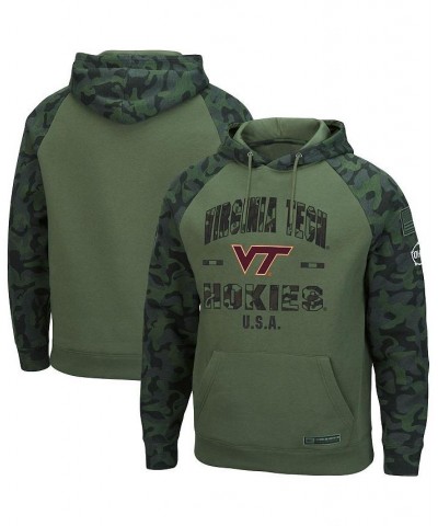 Men's Olive and Camo Virginia Tech Hokies OHT Military-Inspired Appreciation Raglan Pullover Hoodie $31.50 Sweatshirt