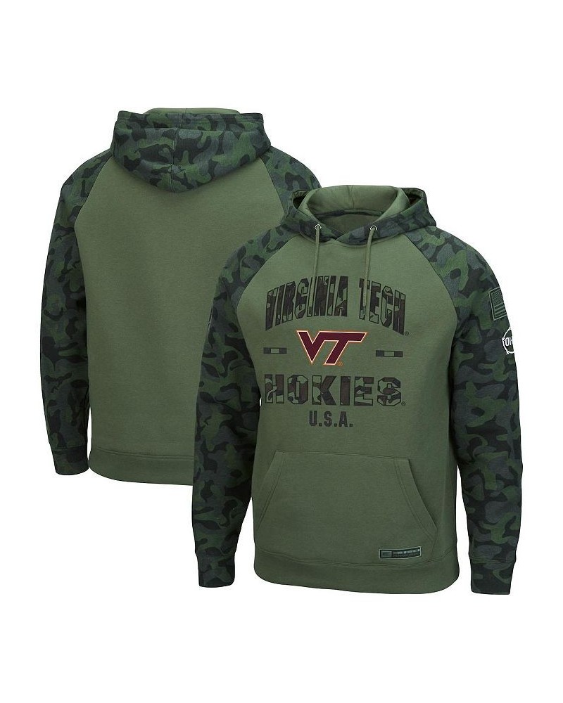 Men's Olive and Camo Virginia Tech Hokies OHT Military-Inspired Appreciation Raglan Pullover Hoodie $31.50 Sweatshirt