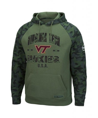 Men's Olive and Camo Virginia Tech Hokies OHT Military-Inspired Appreciation Raglan Pullover Hoodie $31.50 Sweatshirt