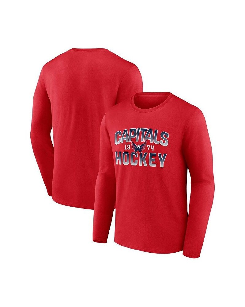 Men's Branded Red Washington Capitals Skate Or Die Long Sleeve T-shirt $22.22 T-Shirts