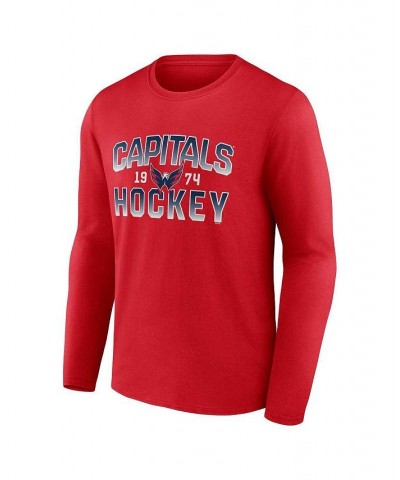 Men's Branded Red Washington Capitals Skate Or Die Long Sleeve T-shirt $22.22 T-Shirts