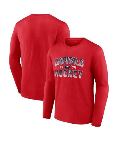 Men's Branded Red Washington Capitals Skate Or Die Long Sleeve T-shirt $22.22 T-Shirts